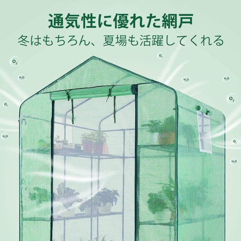 ビニールハウス　Quictent　ビニール温室　植物の温室　6段　園芸ラベル50枚　ペグ10個付属多機能　屋外雨よけ雨除けホコリ収納庫　自転