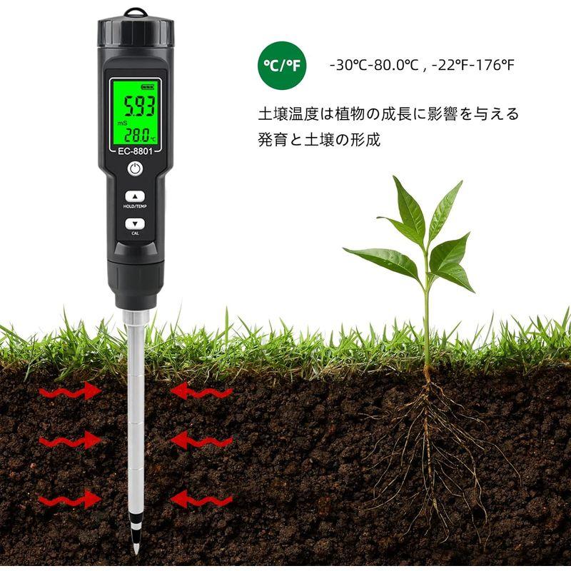 農業　Slyfox　in　ECメーター　温度　土壌検査　0.00~10.00ms　土壌測定器　土壌メーター　導電率検出器　EC　cm