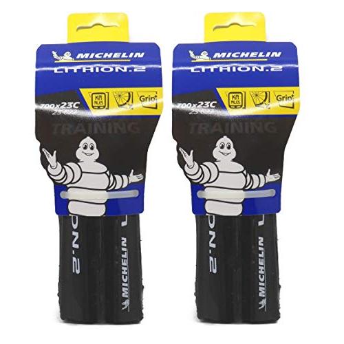 2本セット ミシュラン (Michelin) リチオン2 V3 Lithion2 クリンチャータイヤ 700c (グレー 700x25c) [並行輸入品]