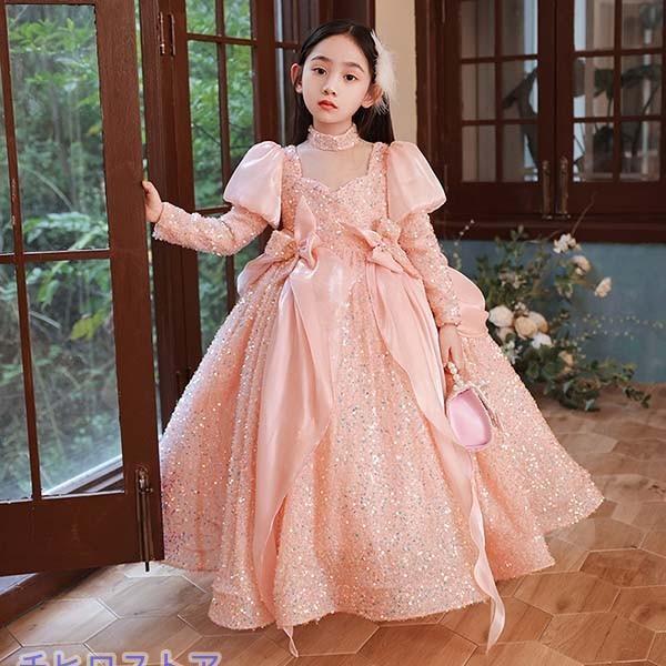 ピアノ発表会 ドレス 中学生 ワンピース 女の子 キッズドレス 子供服 ロング丈 アンティーク ガール 子供ドレス 袖付き 袖あり_7
