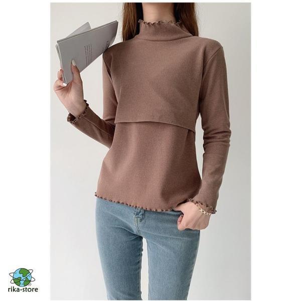 授乳服 授乳口付 妊婦服 ス 服 安い 妊婦服 マタニティ 出産準備 春秋 長袖 カットソー 産前産後 妊娠用品 インナー シャツ タートルネック |  | 03