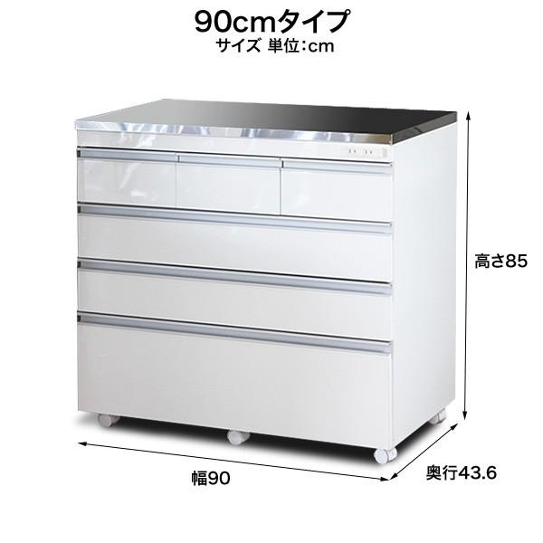 ステンレス天板の頑丈キッチンカウンター 90 COOLITH 食器棚 ロー