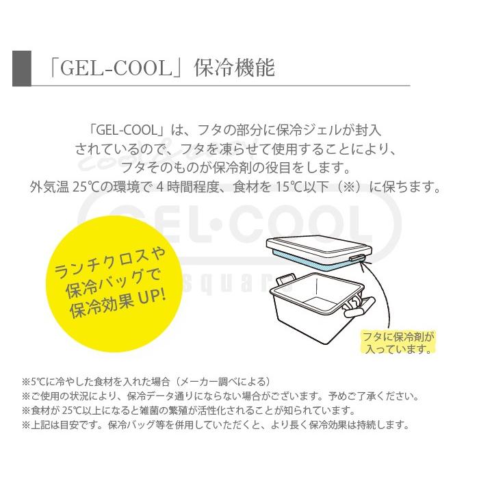 保冷できるお弁当箱 GEL-COOL square L ジェルクール スクエア 1段 Lサイズ 弁当箱 保冷蓋 保冷 大人 子供   スリム キッチン雑貨 ピクニック 三好製作所 |  | 04