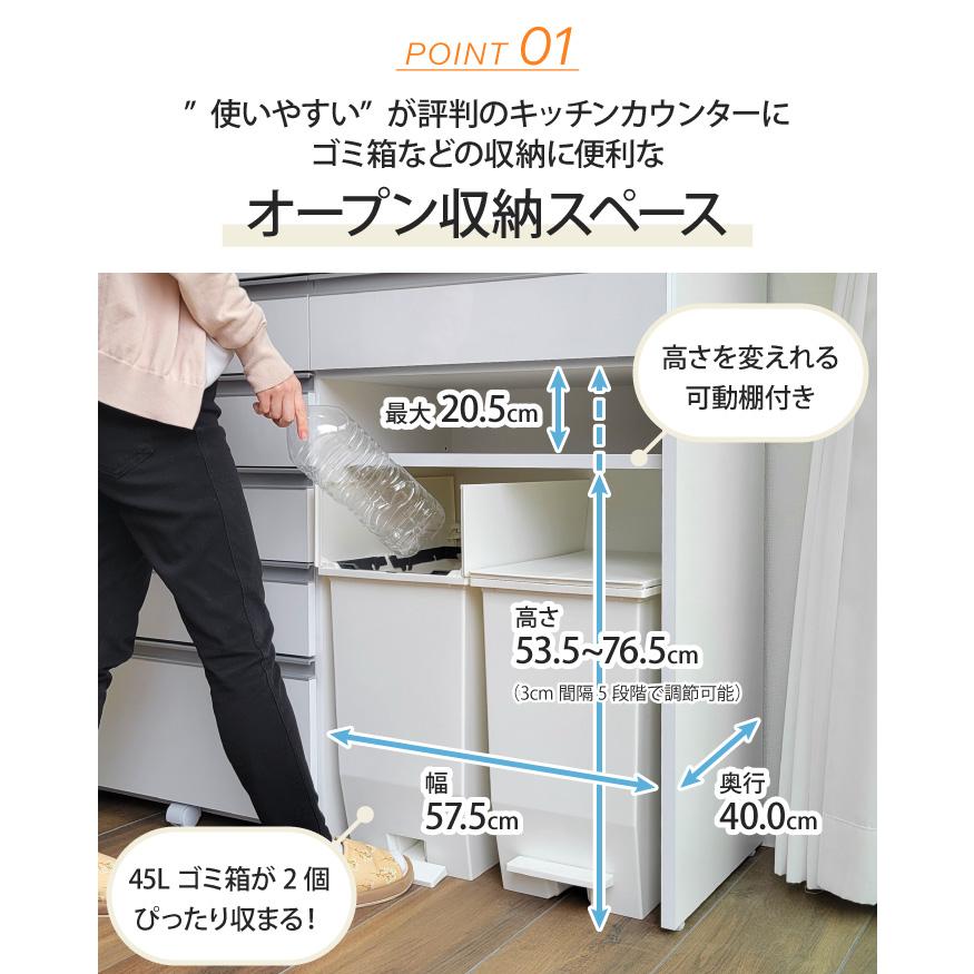キッチンカウンター ダストボックス ステンレス天板 幅120 高さ100