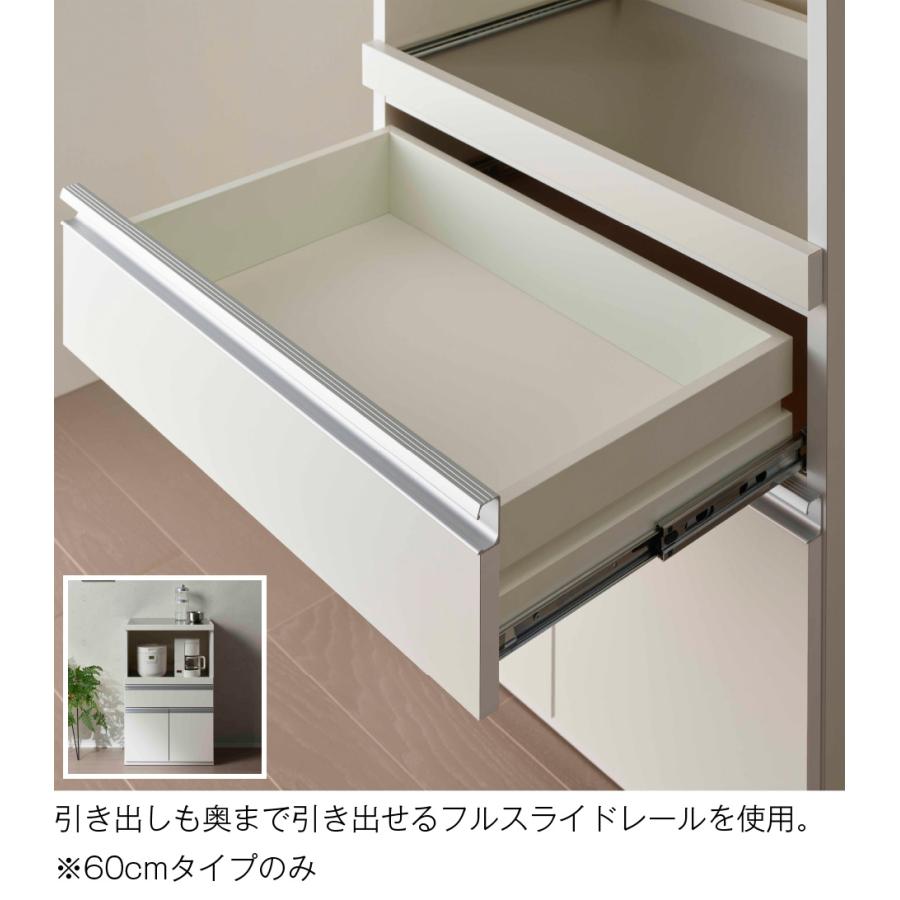 キッチンカウンター STW-1150 スーパーホワイト 幅115 テーブル ステンレス天板 フナモコ 食器棚 ロータイプ フルスライドレール 完成品 日本製｜2e-unit｜06