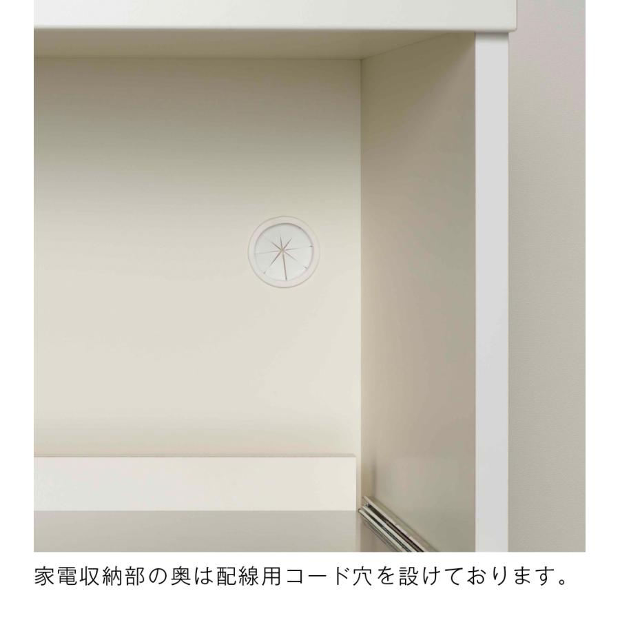 キッチンカウンター STW-1150 スーパーホワイト 幅115 テーブル ステンレス天板 フナモコ 食器棚 ロータイプ フルスライドレール 完成品 日本製｜2e-unit｜09