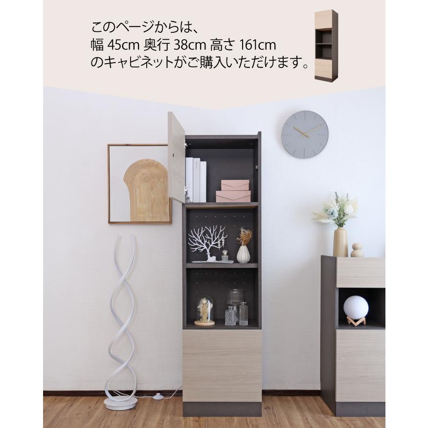 キャビネット 幅45cm ハイタイプ 収納棚 オープン収納 扉付き リビング