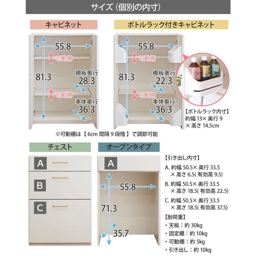 キッチンカウンター 幅120 完成品 120センチ 食器棚 ロータイプ 引き出し ゴミ箱上 収納棚 ステンレス天板 開き戸 キッチン収納 EUブランド planche プランシェ_13