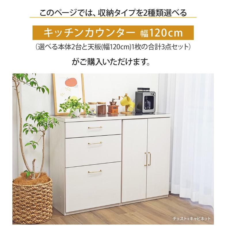 キッチンカウンター 幅120 完成品 120センチ 食器棚 ロータイプ 引き出し ゴミ箱上 収納棚 ステンレス天板 開き戸 キッチン収納 EUブランド planche プランシェ_3