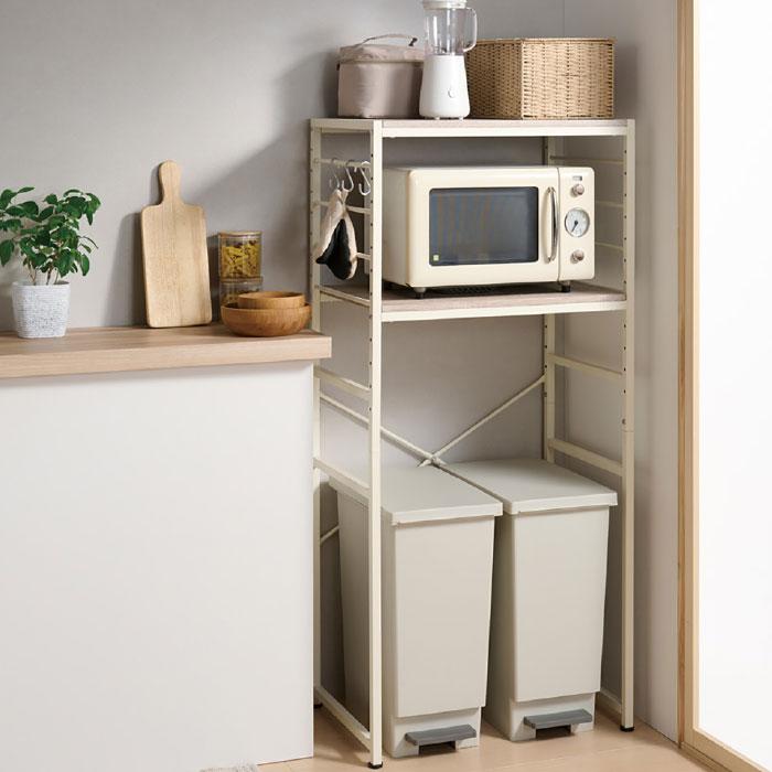 キッチン回りもすっきり収納　レンジ台　ゴミ箱　ラック ゴミ箱上ラック レンジ台 ゴミ箱上 レンジラック 幅64cm VGR-T2