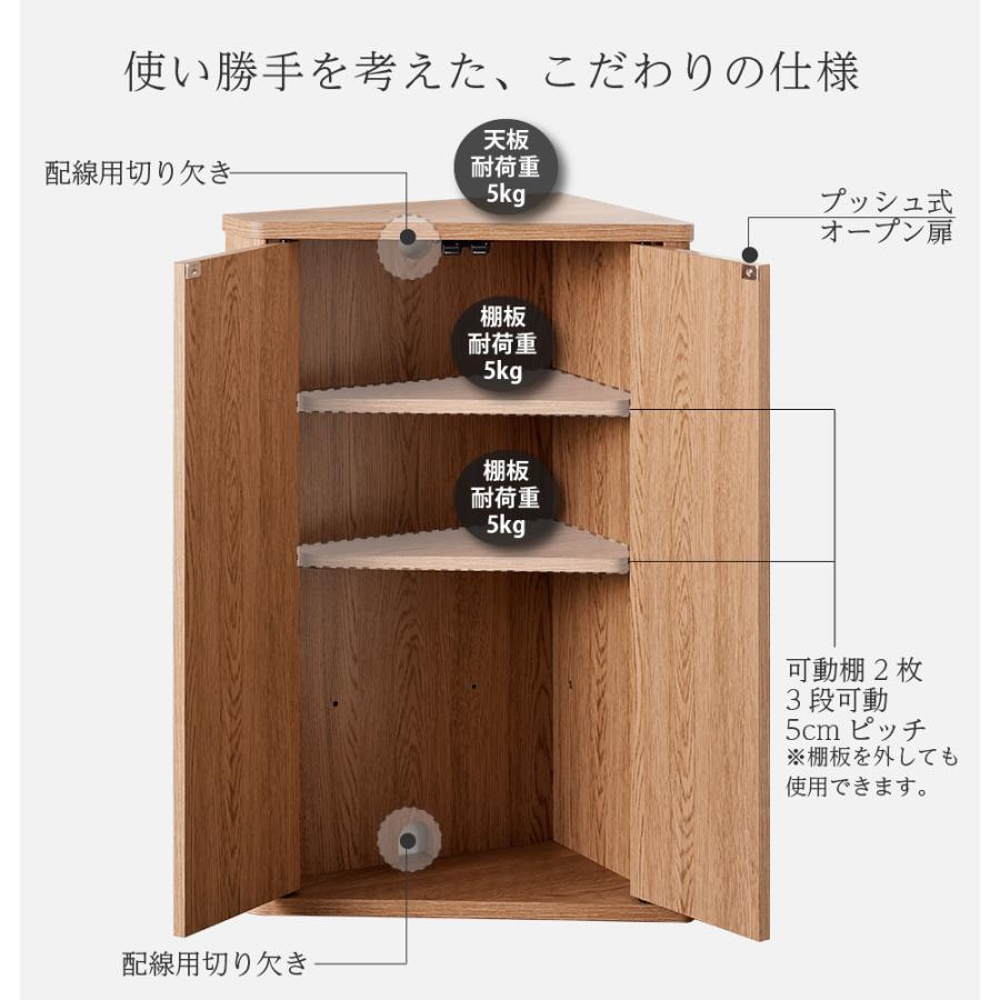 コーナー用三角キャビネット 三角形のコーナーキャビネット トライアングルストレージ