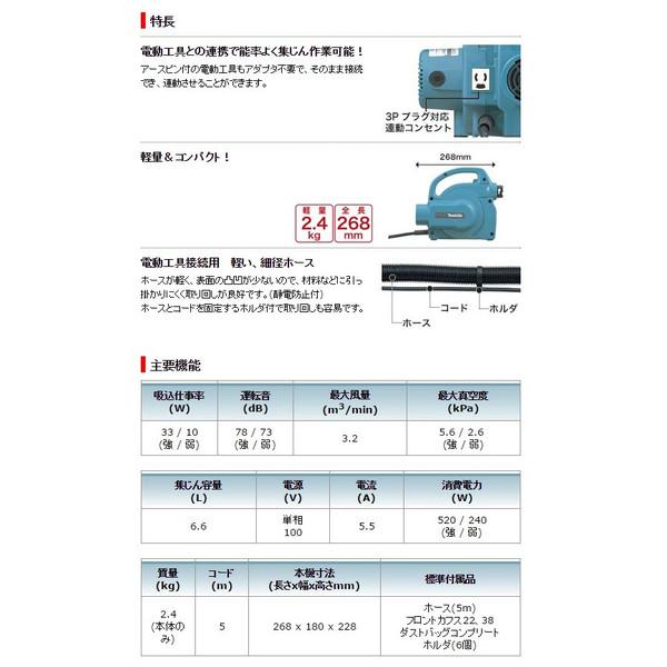 マキタ 小型集じん機 450(P) 粉じん専用 集じん容量6.6L 連動