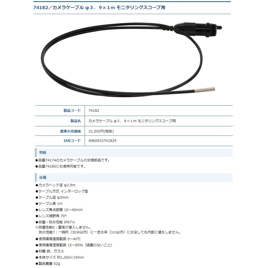 BOSCH（ボッシュ） シンワ カメラケーブル φ3.9x1m モニタリング