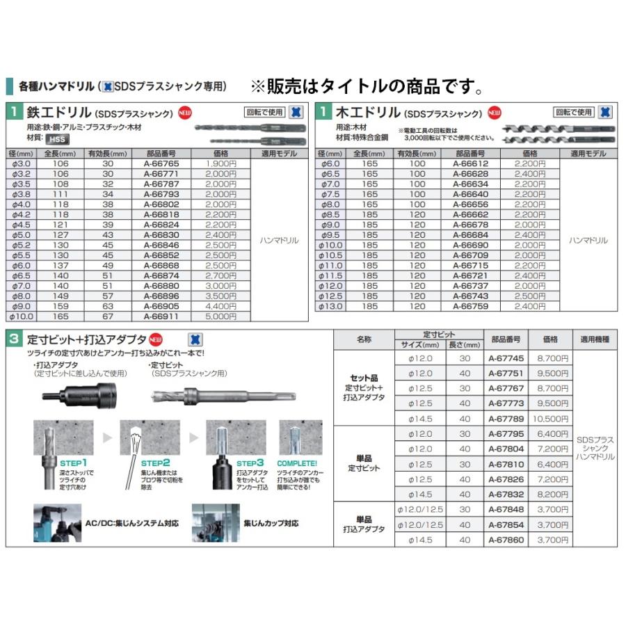 マキタ（makita） 打込アダプタ 単品 A-67848 定寸ビットφ12.0mm/φ12