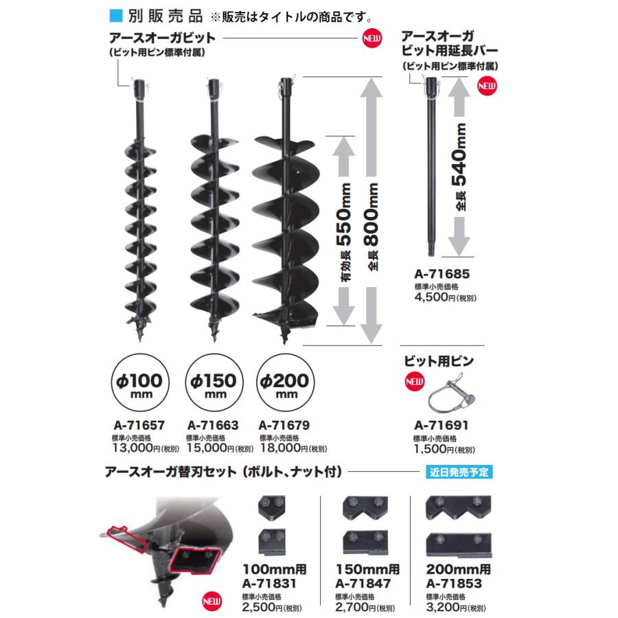 マキタ 替え刃 マキタ（makita） アースオーガ替刃セット 100mm用 A-71831 ボルト