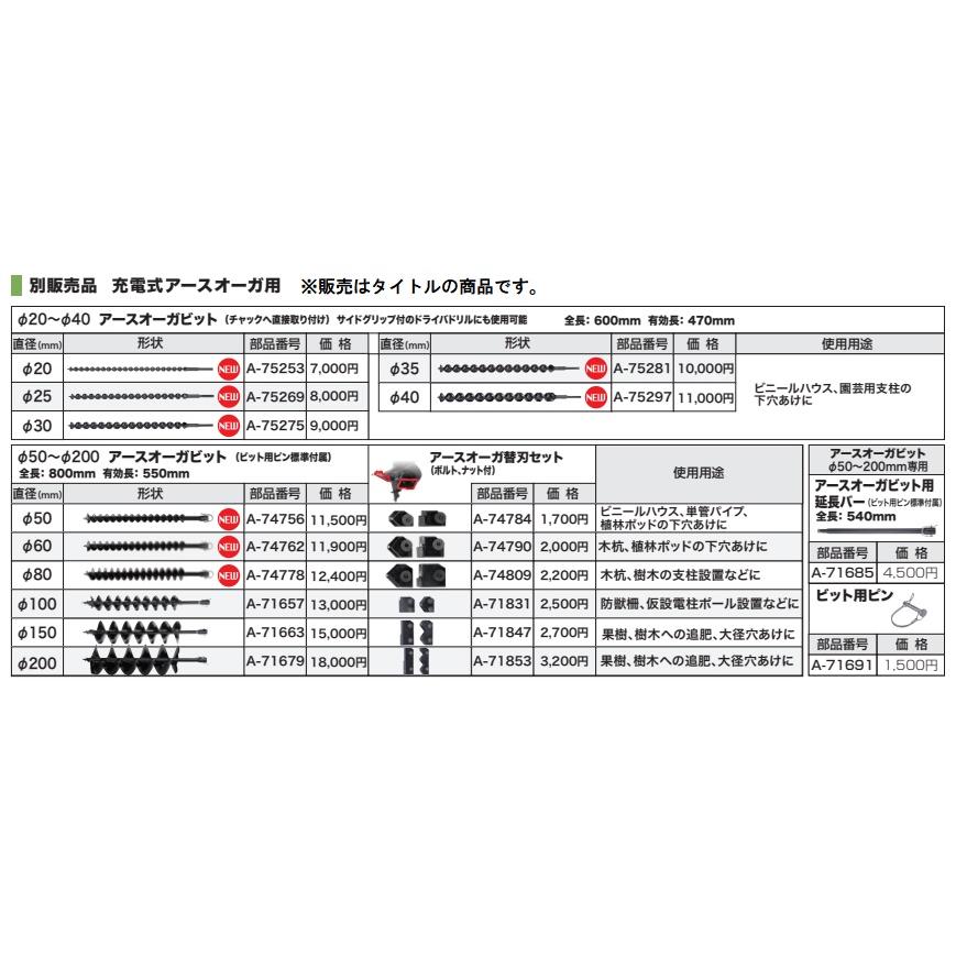 マキタ（makita） アースオーガビット φ35mm A-75281 有効長470mm 全長