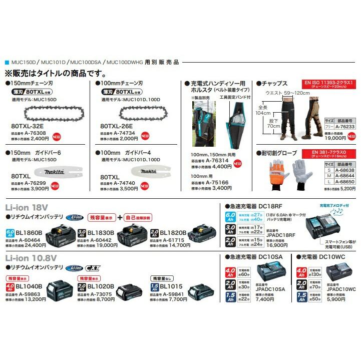 マキタ（makita） 150mmガイドバー A-76299 チェーンバー 80TXL 適用