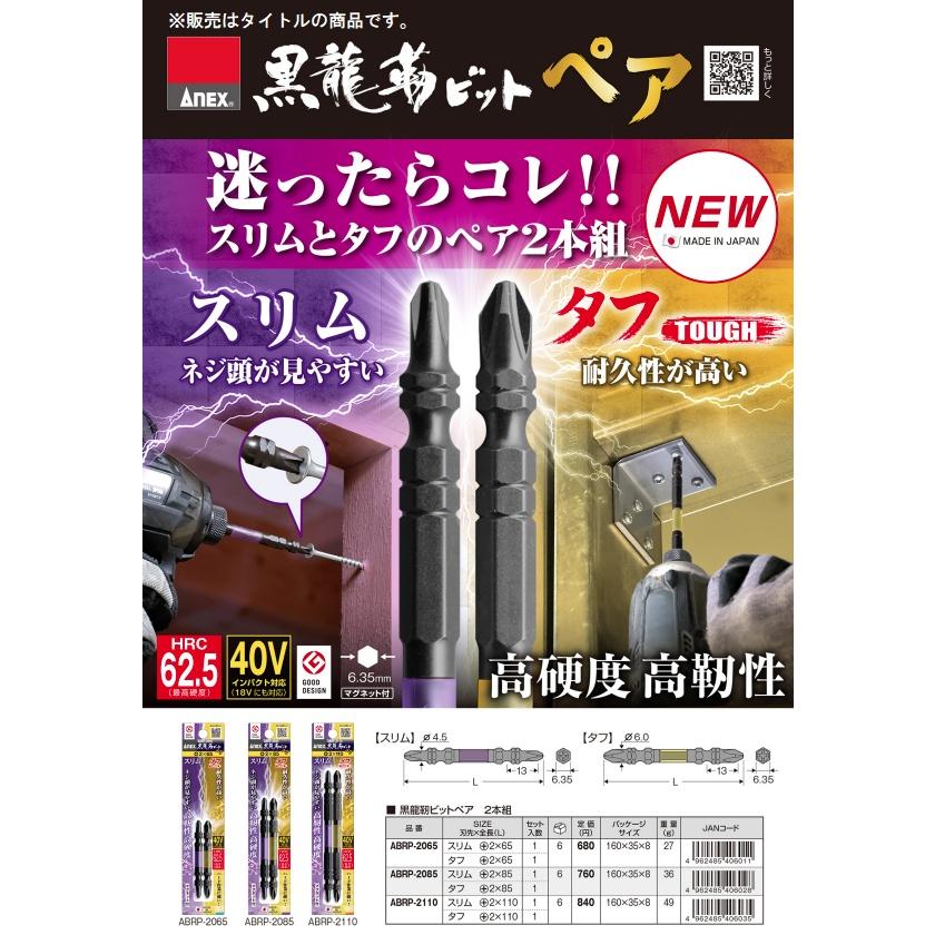 アネックス ABRP-2110 黒龍靭ビット ペア 2本組 +2x110 ANEX 兼古