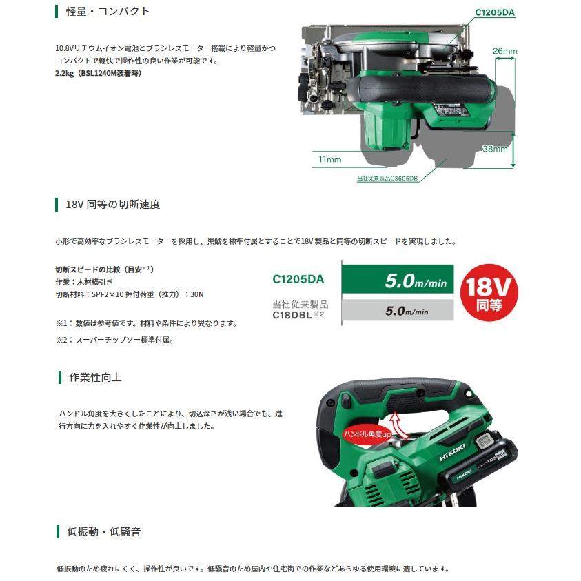 HiKOKI（ハイコーキ） コードレス丸のこ C1205DA(NNB) ストロング