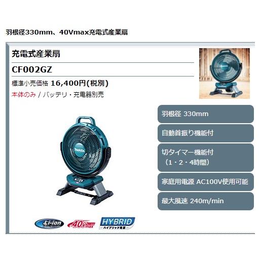 マキタ（makita） 充電式産業扇 CF002GZ 本体のみ 羽根径330mm 自動首