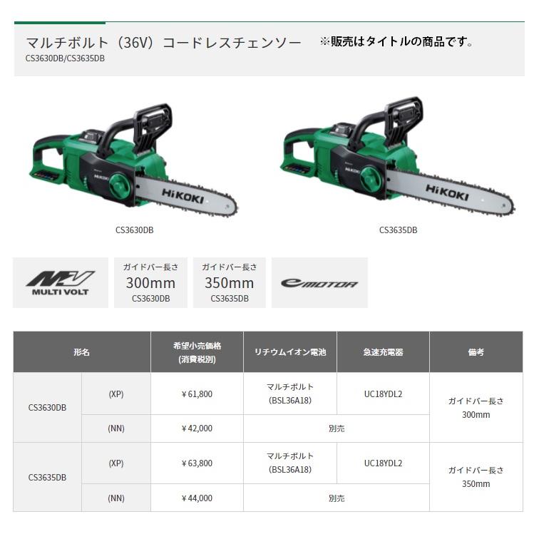 HiKOKI（ハイコーキ） コードレスチェンソー CS3635DB(NN) 本体のみ 