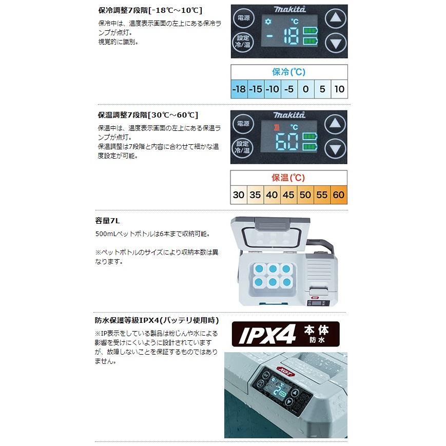 (マキタ) 充電式保冷温庫 CW003GZO オリーブ 本体のみ 容量7L 保冷調整-18℃〜-10℃ 保温調整30℃〜60℃ 18V対応 40Vmax対応 makita 大型商品｜2kanajin｜04