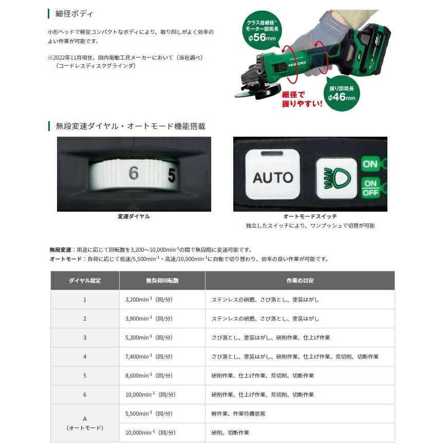 HiKOKI（ハイコーキ） コードレスディスクグラインダ G3613DC(2XPZ