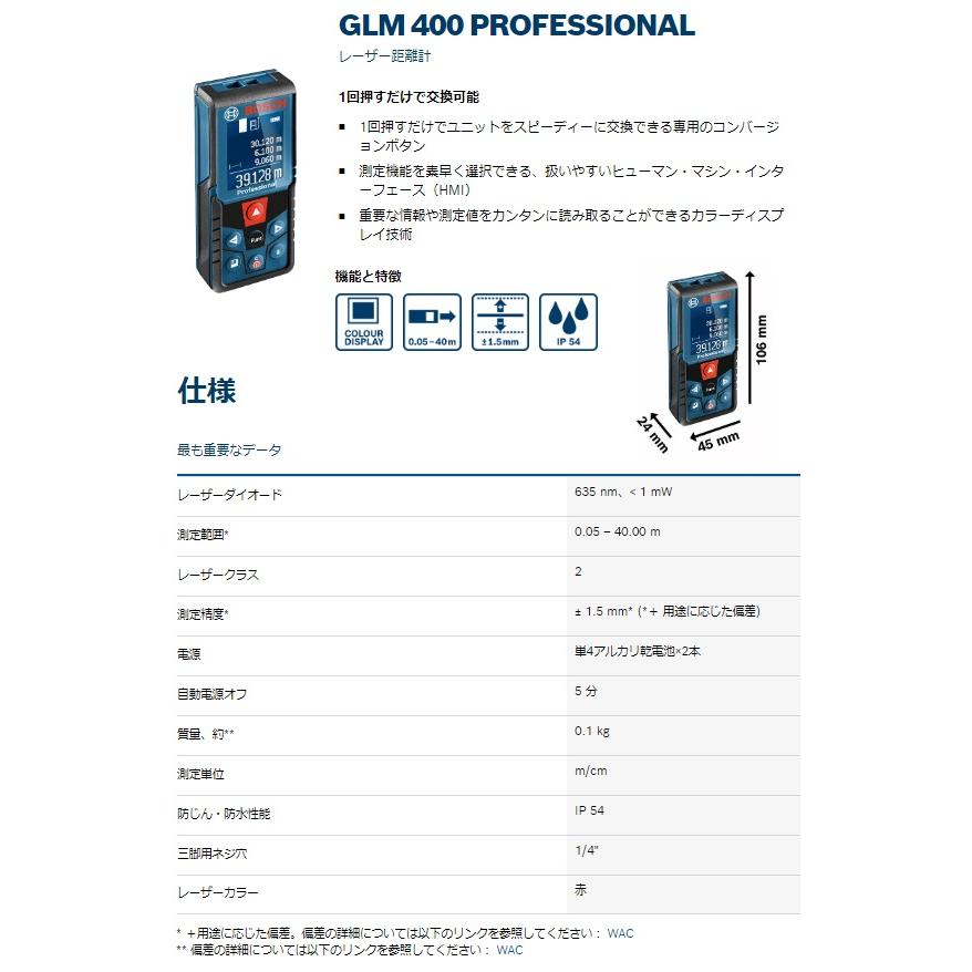 (ボッシュ) レーザー距離計 GLM400 最大測定距離40m カラーディスプレイ採用 BOSCH｜2kanajin｜04