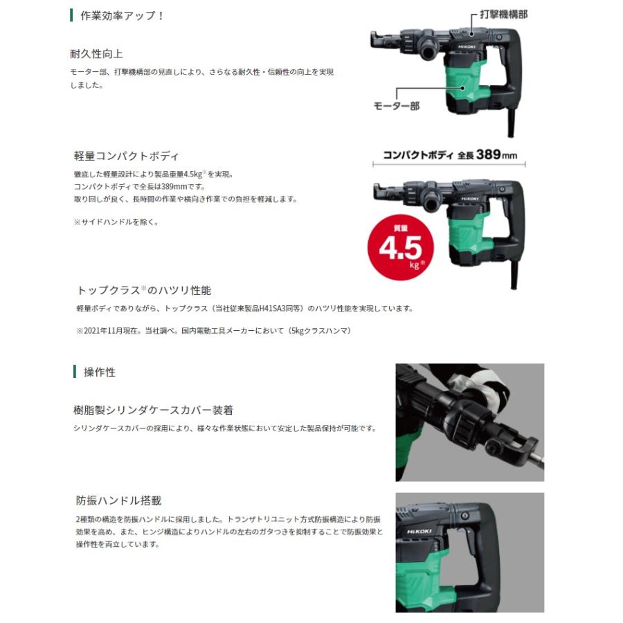 素晴らしい HiKOKI ハンマ 六角シャンクタイプ H41SA4 N 本体のみ 六角