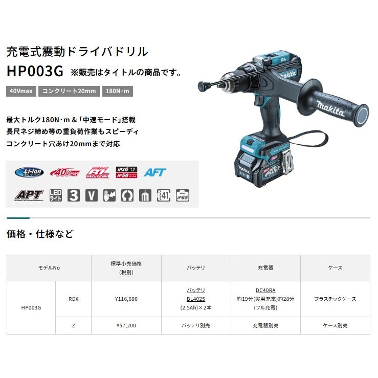 マキタ（makita） HP003GZ 充電式震動ドライバドリル 本体のみ 中速