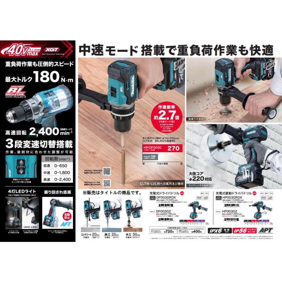マキタ（makita） HP003GZ 充電式震動ドライバドリル 本体のみ 中速