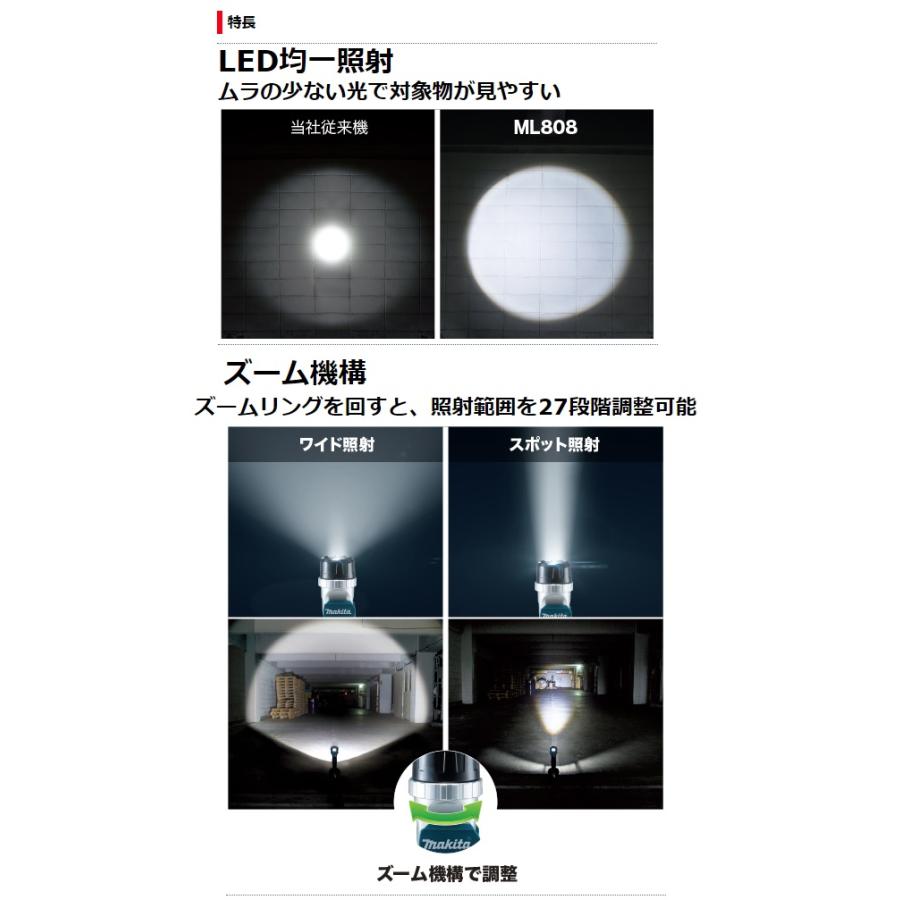 マキタ（makita） フラッシュライト ML808+バッテリBL1860B+充電器