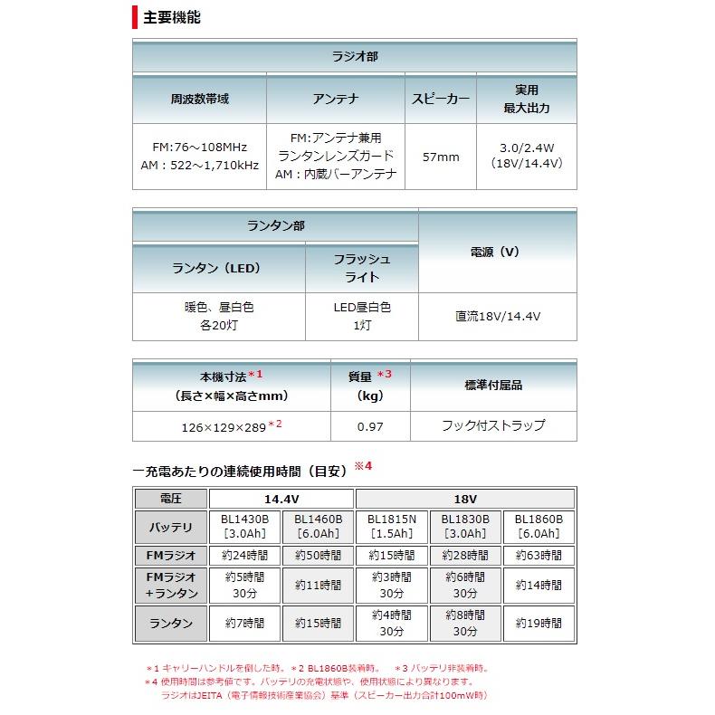 マキタ（makita） 充電式ランタン付ラジオ MR054 青 本体のみ ランタン