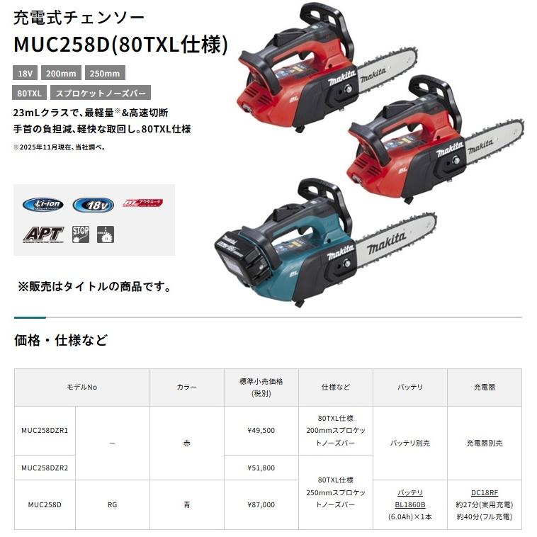 マキタ（makita） MUC258DZR2 充電式チェンソー 赤 本体のみ 80TXL仕様