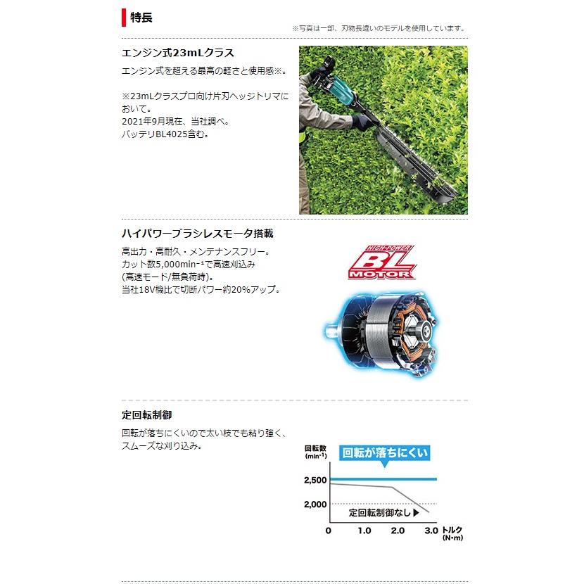 (マキタ)　充電式ヘッジトリマ　片刃式　makita　刃物長850mm　40Vmax対応　本体のみ　MUH012GZ　大型商品　最大切断径φ18mm