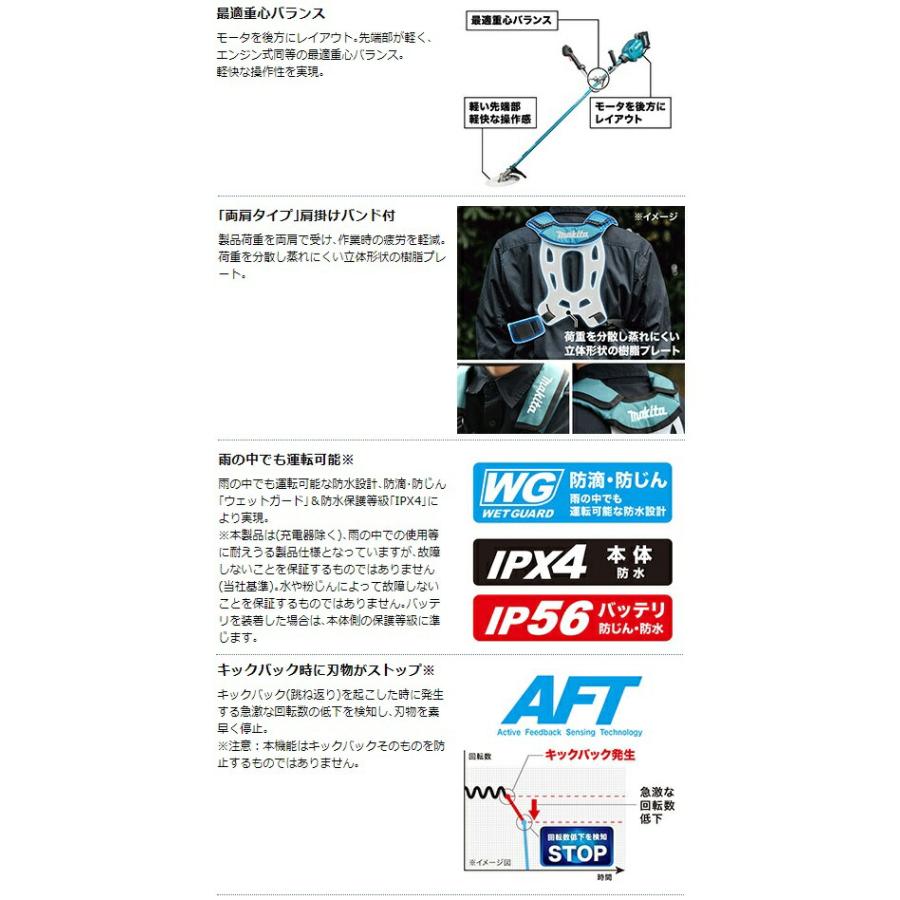 (マキタ) 充電式草刈機 Uハンドル 左右非対称 MUR013GZ 本体のみ 草刈刃φ255mm 40Vmax対応 makita 大型製品｜2kanajin｜05