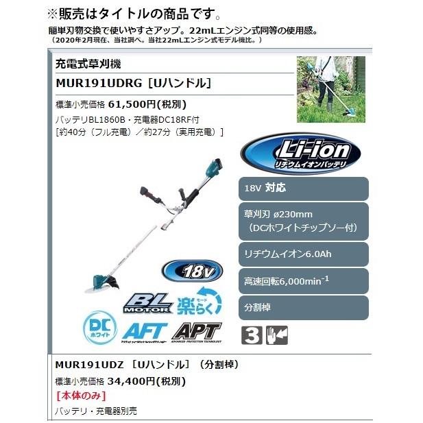 マキタ（makita） 充電式草刈機 MUR191UDZ Uハンドル 分割棹 本体+DC 