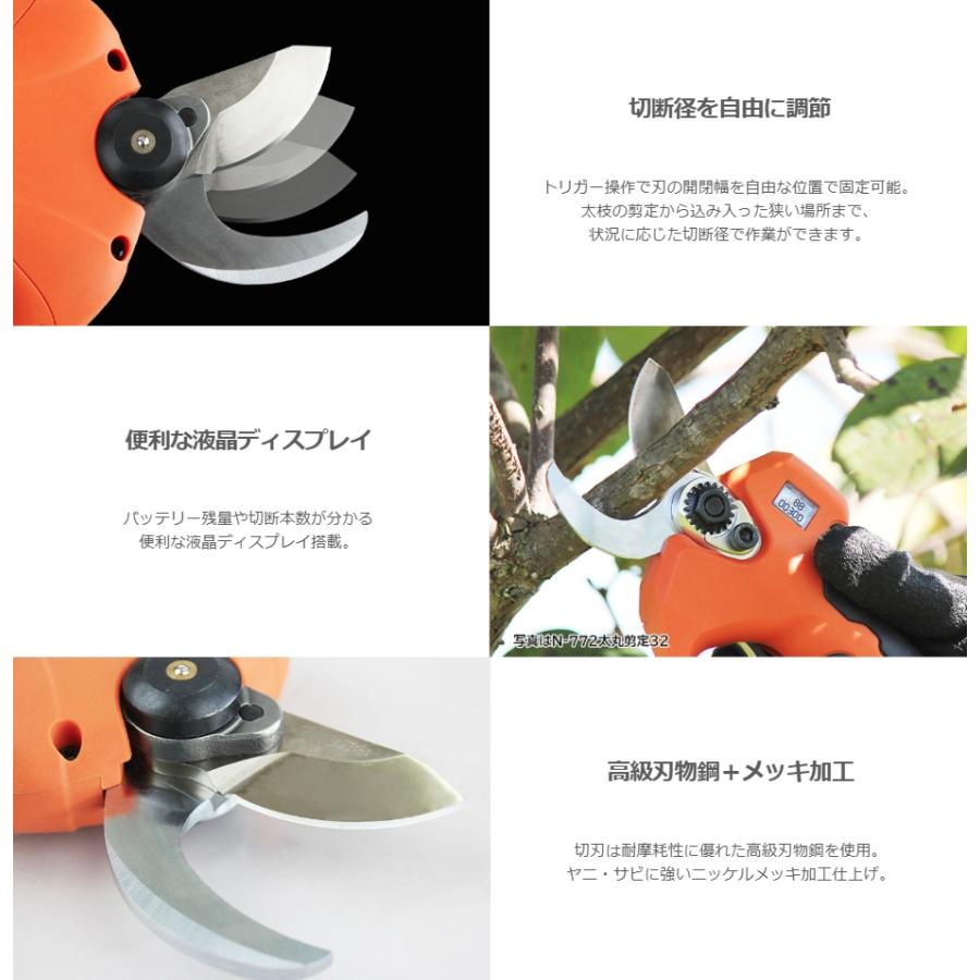 ニシガキ N-771 太丸剪定25 本体のみ 最大切断径約25mm 充電式剪定鋏