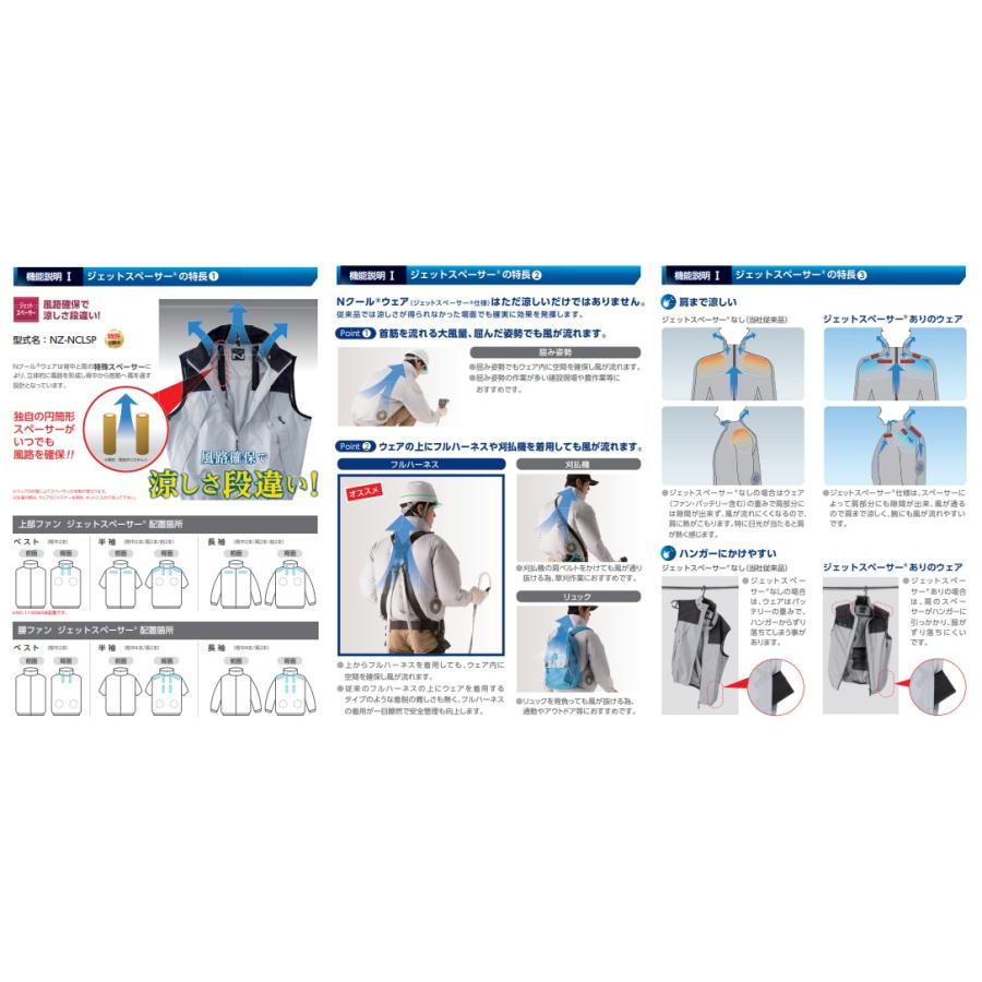 空調服 TM NC-1142 ブルー 上部ファン ベスト 3Dエリ 脱着フード