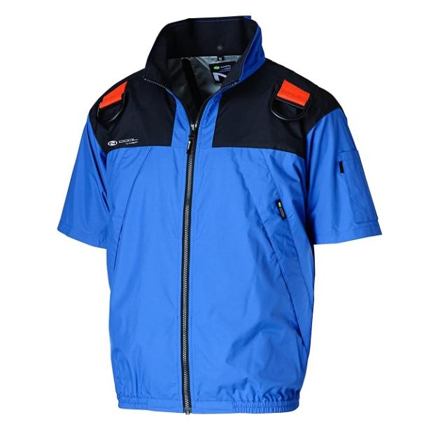 空調服 TM ND-1132 ブルー 上部ファン 半袖 3Dエリ 脱着フード 空調服 TM ND-1132 ブルー 上部ファン 半袖 3Dエリ 脱着フード