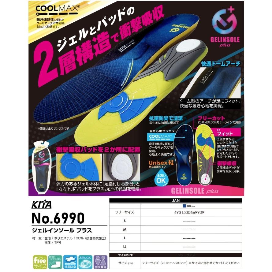 喜多 No.6990 ジェルインソールプラス フリーサイズ GELINSOLE 喜多 No.6990 ジェルインソールプラス フリーサイズ GELINSOLE
