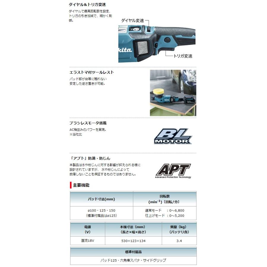 マキタ (マキタ) 125mm充電式ランダムオービットポリッシャ マキタ (マキタ) 125mm充電式ランダムオービットポリッシャ
