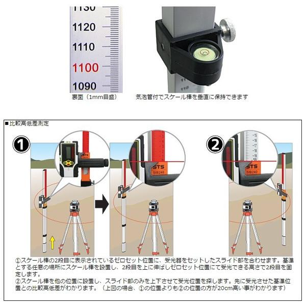 STS 受光器スライド式スケール棒 SIB240 比較高低差が一目でわかる