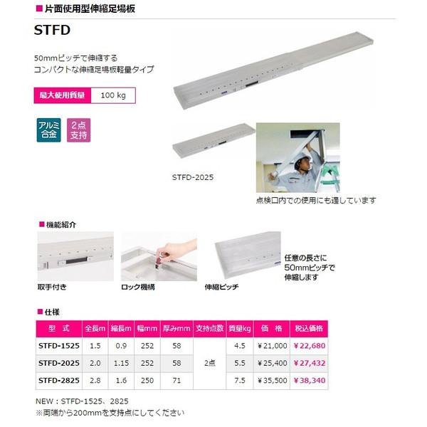 足場 ピカ 片面使用型 伸縮足場板 STFD-1525 全長1.5m 超軽量 スライド