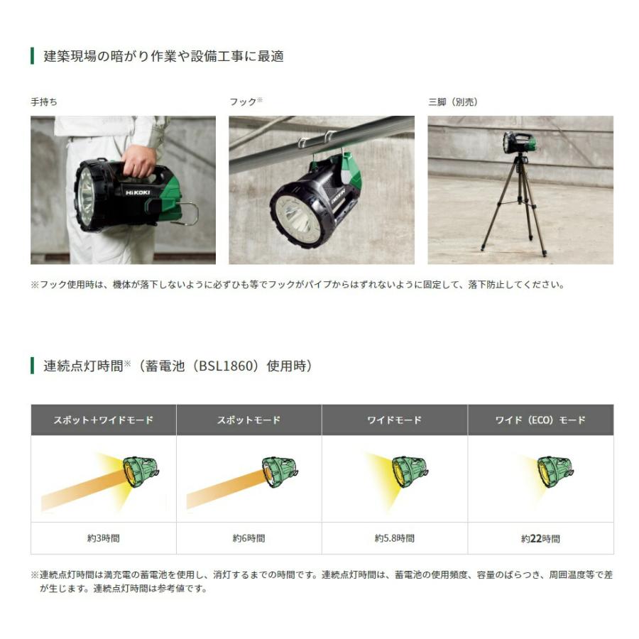 HiKOKI コードレスサーチライト UB18DA(NN)+バッテリBSL36A18X+