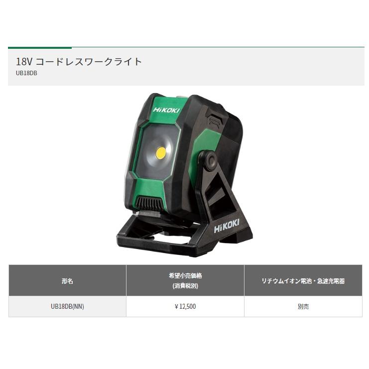 (HiKOKI) 18Vコードレスワークライト UB18DB(NN) 本体のみ 最大2000lm 360度回転 18V対応 ハイコーキ 日立|2kanajin|02