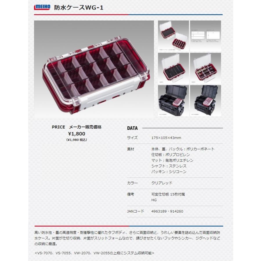 メイホー タックルボックス 明邦化学 防水ケース Wg 1 クリアレッド サイズ175x105x43mm 可変仕切板15枚付属 Hg Meiho Wg 1 カナジン 2号店 通販 Yahoo ショッピング