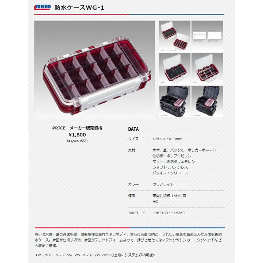 メイホウ タックルボックス 明邦化学 防水ケース WG-1 クリアレッド