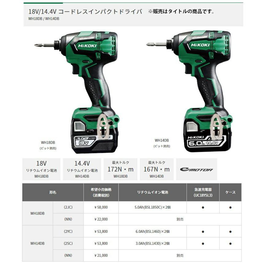 HiKOKI（ハイコーキ） コードレスインパクトドライバ WH14DB(2YC 