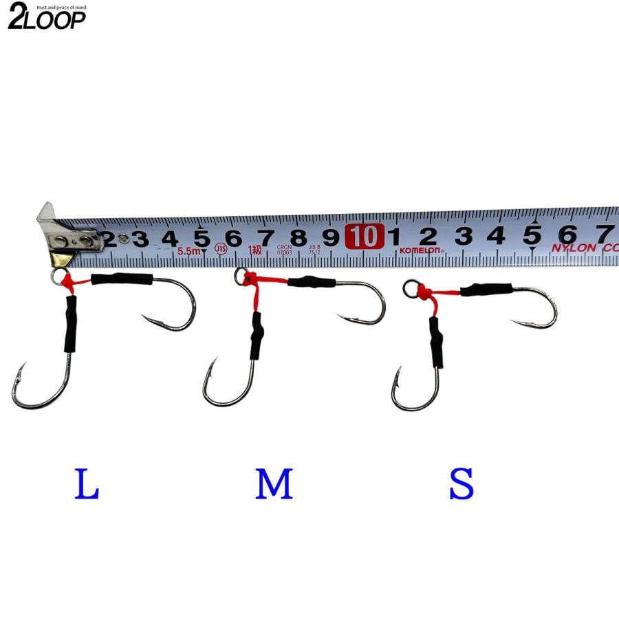 RED&BLACK コスパ良 10個1セット SLJ LJ アシストフック ダブル ジギング 釣り 青物 根魚 ジグ ライト レッド 【サイズ選択】 |  | 03